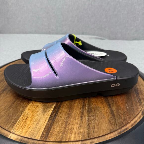 Oofos Ooahh Luxe Sandals Women's 11 Men's 9 Evening Sky Recovery Slide - Picture 3 of 7